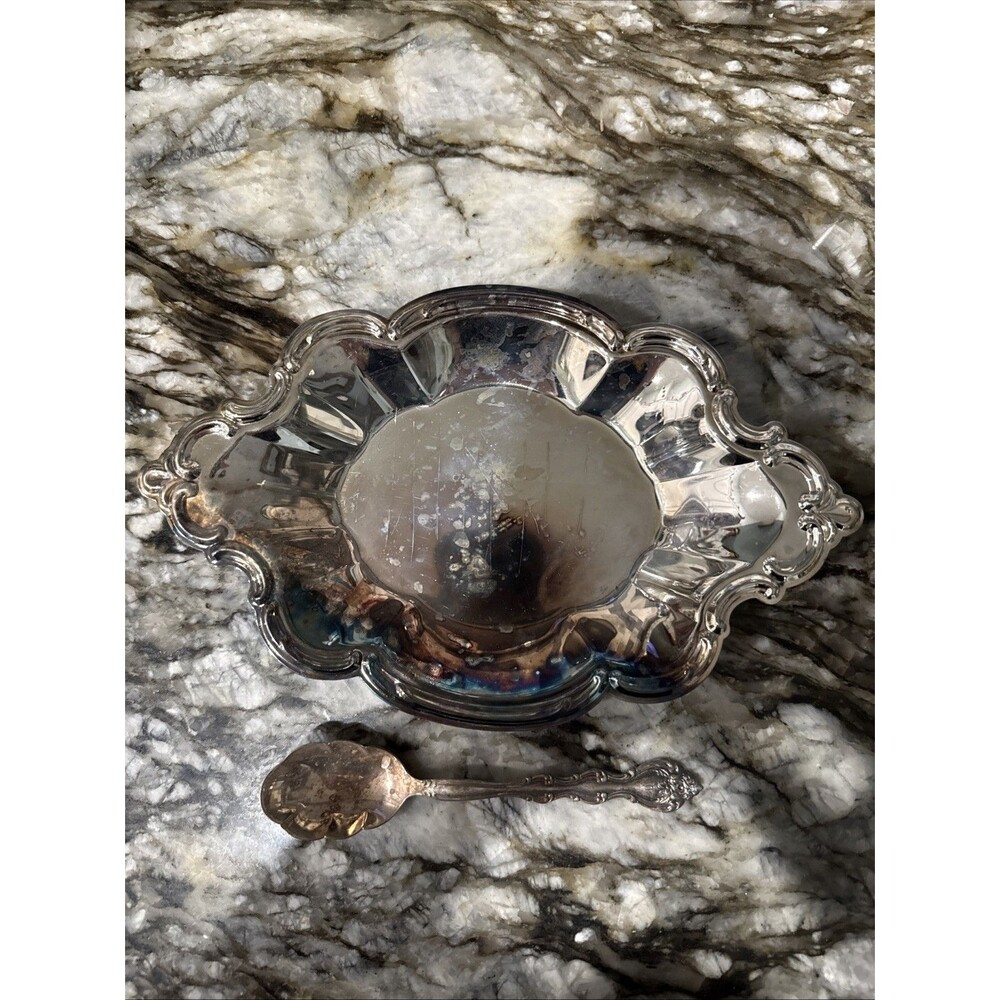 Wakefield International Silver  Company Silver Plated Dish & Spoon